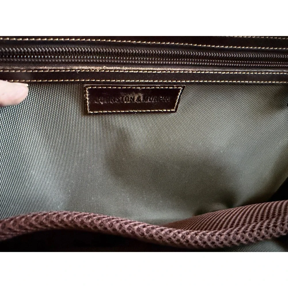Johnston & Murphy Mens Brown Leather Briefcase Laptop Messenger Bag
